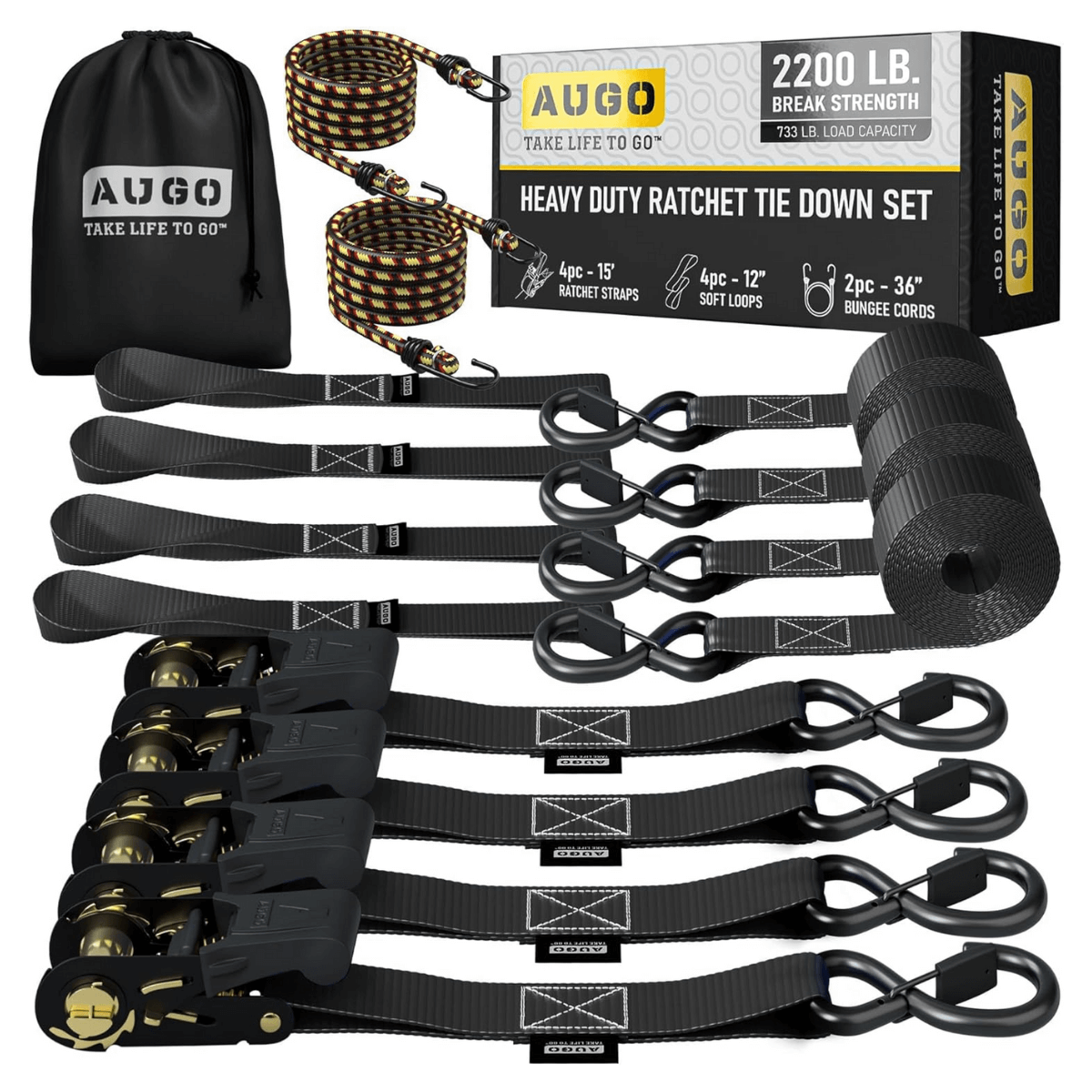 Kit 15pc de Cintas de Amarração com Catraca de 5m e Força de Ruptura de 1000kg – CargoClinch™