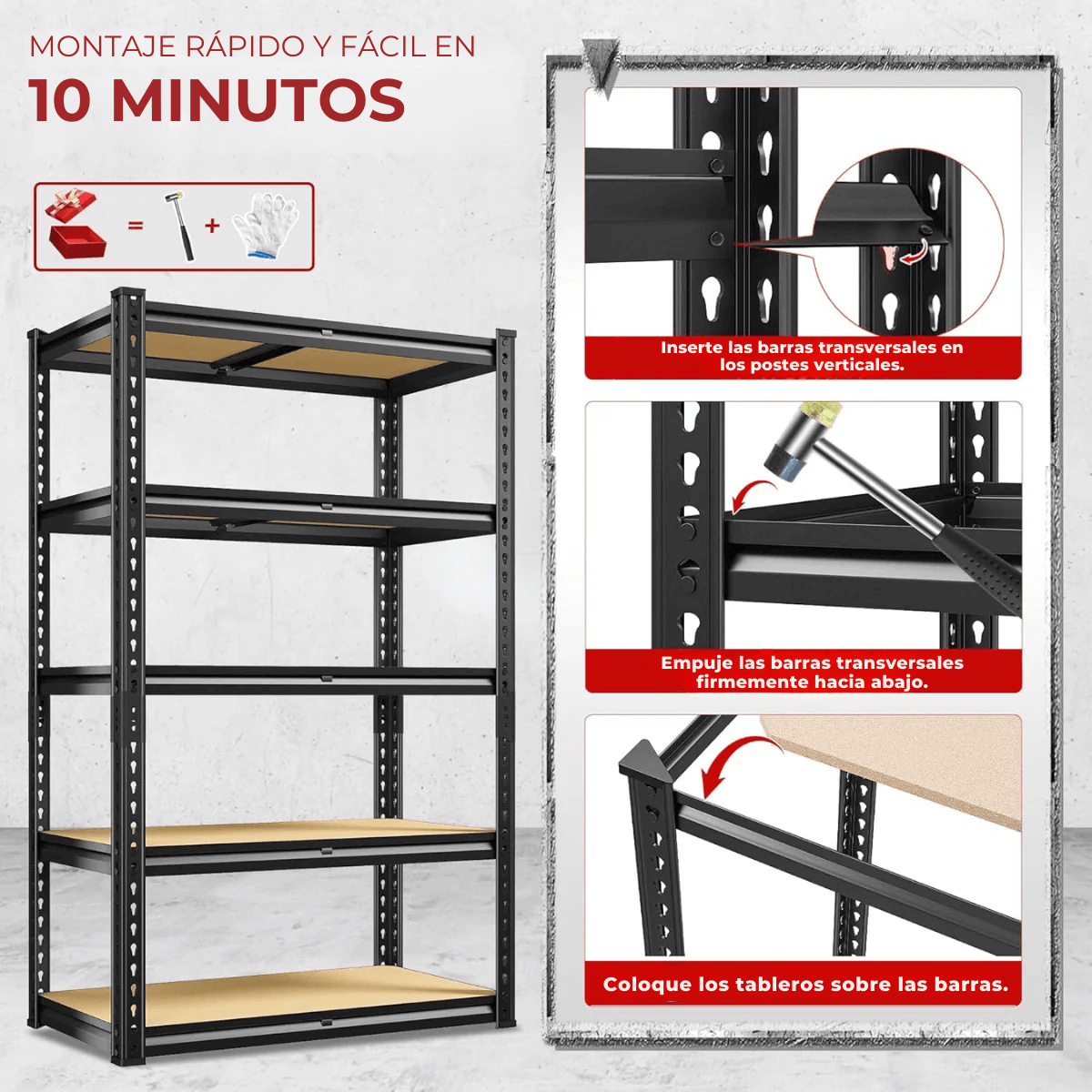 Estante Metálica Ajustável de 5 Níveis com Capacidade de 915 kg para Garagem, Cozinha e Depósito – FlexiRack™