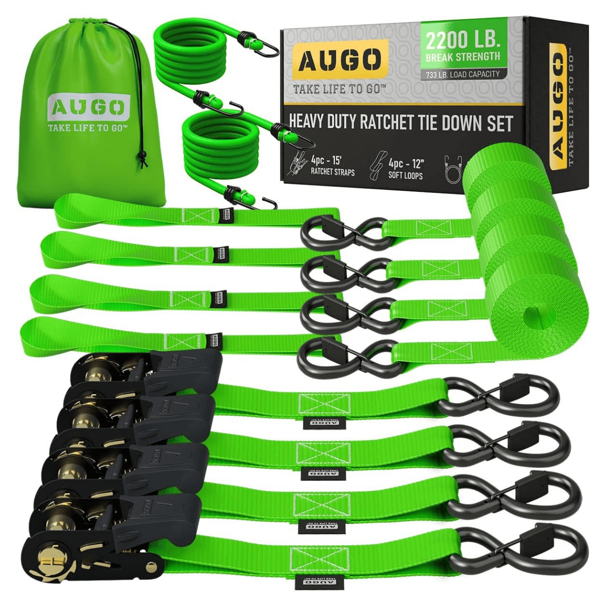 Kit 15pc de Cintas de Amarração com Catraca de 5m e Força de Ruptura de 1000kg – CargoClinch™