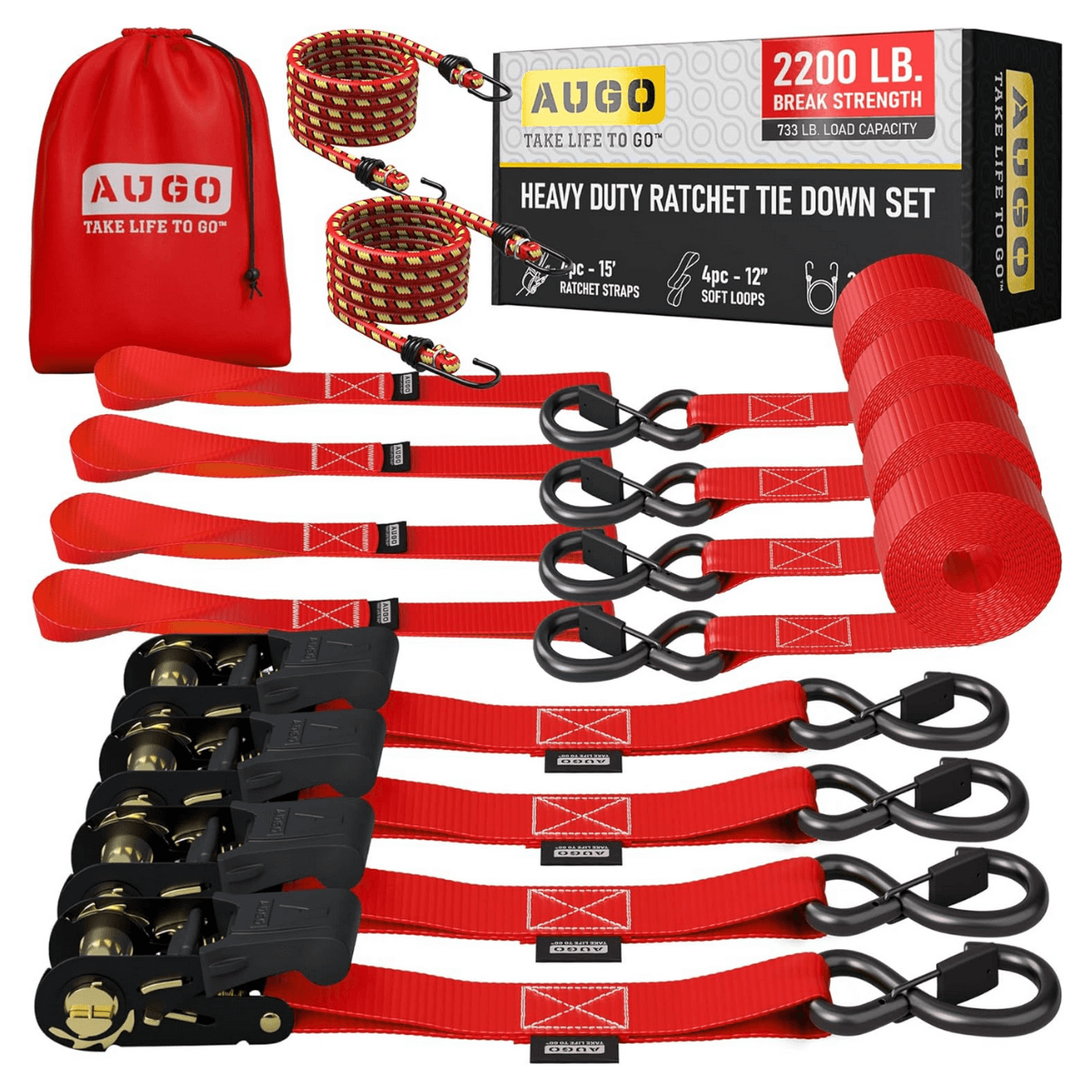 Kit 15pc de Cintas de Amarração com Catraca de 5m e Força de Ruptura de 1000kg – CargoClinch™