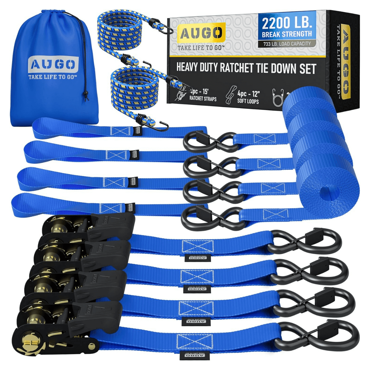 Kit 15pc de Cintas de Amarração com Catraca de 5m e Força de Ruptura de 1000kg – CargoClinch™