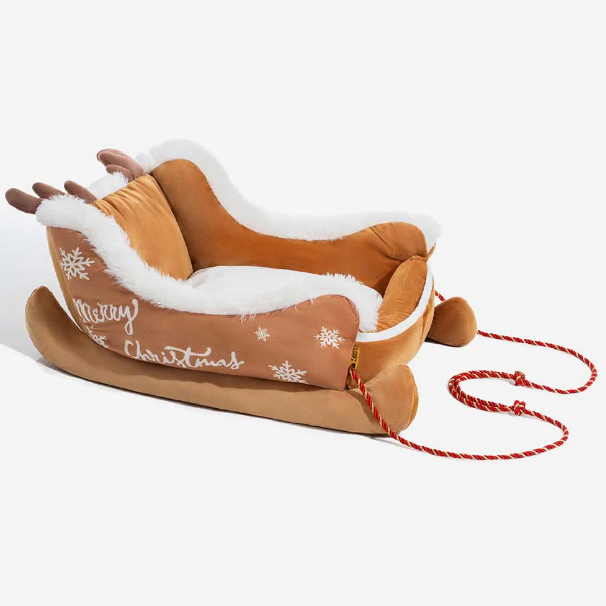 Cama Pet Natalina em Formato de Trenó, Base Antiderrapante - CozySled™