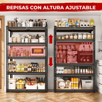Estante Metálica Ajustável de 5 Níveis com Capacidade de 915 kg para Garagem, Cozinha e Depósito – FlexiRack™