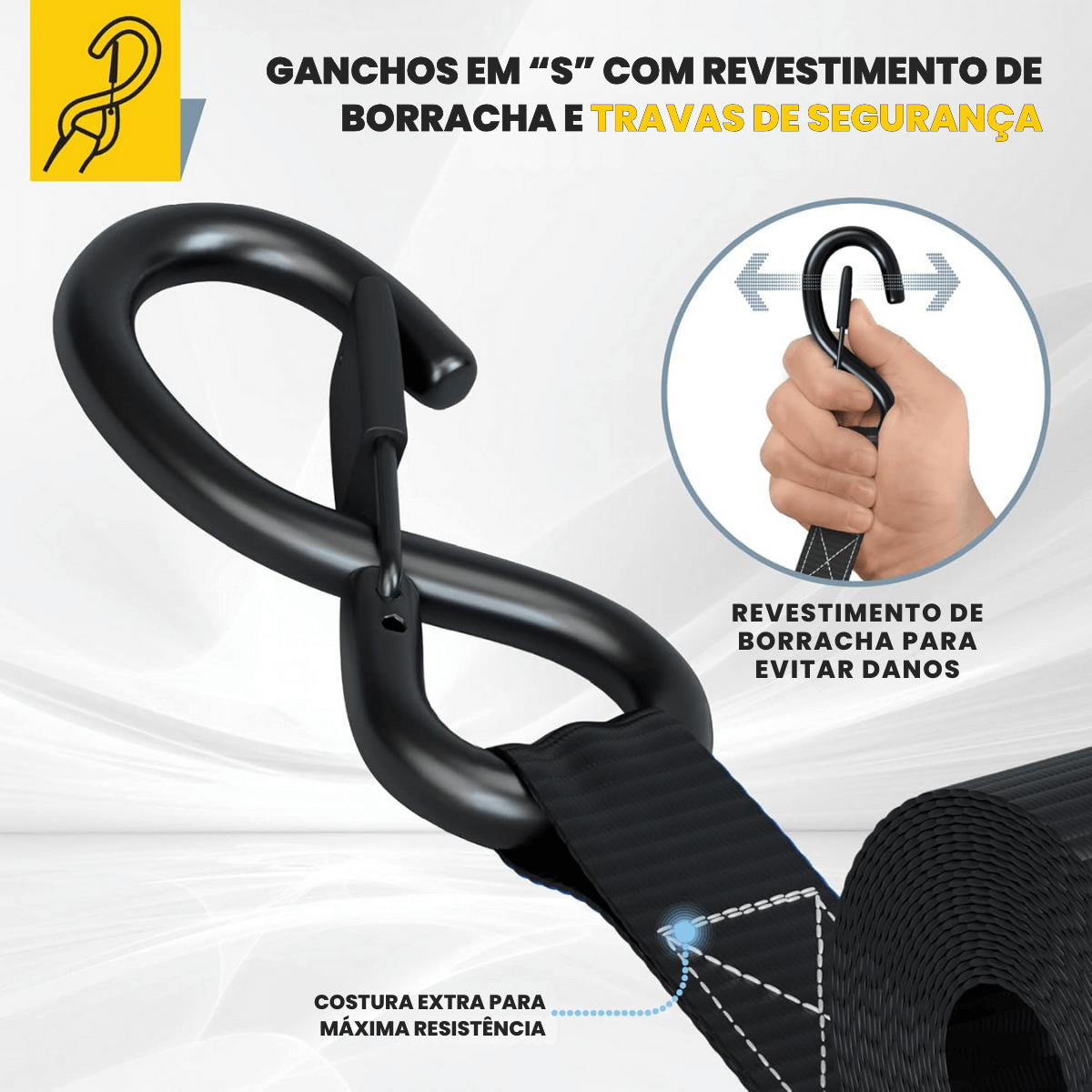 Kit 15pc de Cintas de Amarração com Catraca de 5m e Força de Ruptura de 1000kg – CargoClinch™