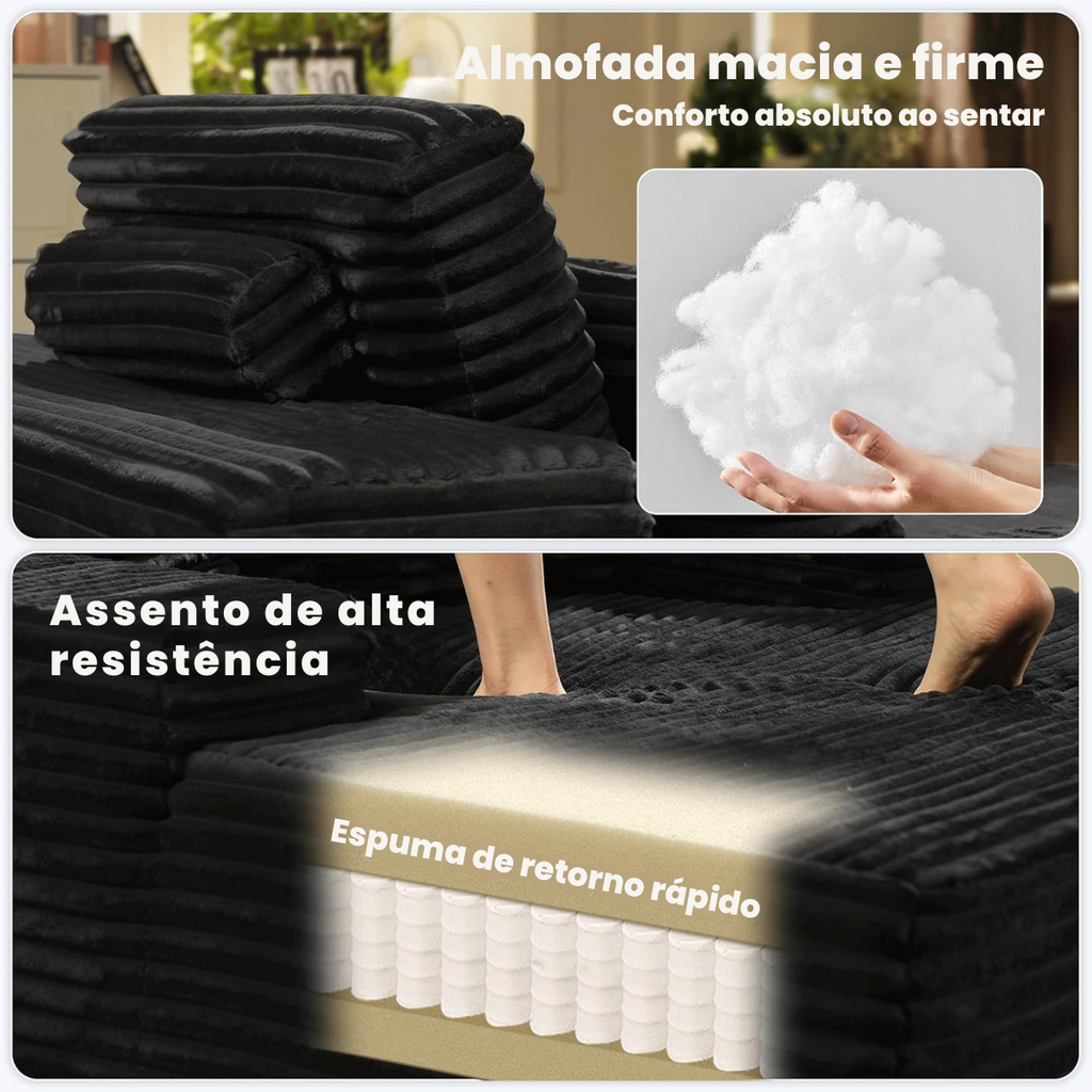 Poltrona Lounge 1 Lugar, 181 kg, Molas + Espuma HD, Sem Montagem | CloudHug™ + Trio de Almofadas (BRINDE)