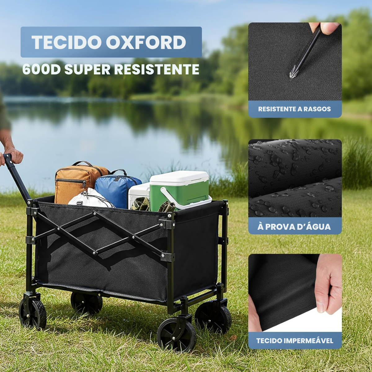 Carrinho Dobrável Portátil 100 L, 160 kg, Rodas 360° | MiniHaul™