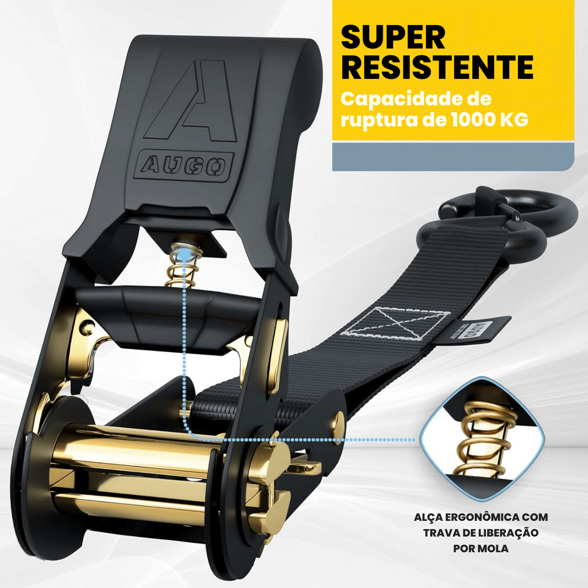 Kit 15pc de Cintas de Amarração com Catraca de 5m e Força de Ruptura de 1000kg – CargoClinch™
