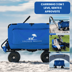Carrinho dobrável 3-em-1 Para até 3 pessoas, aço 350 kg, rodas off-road | RollSit™