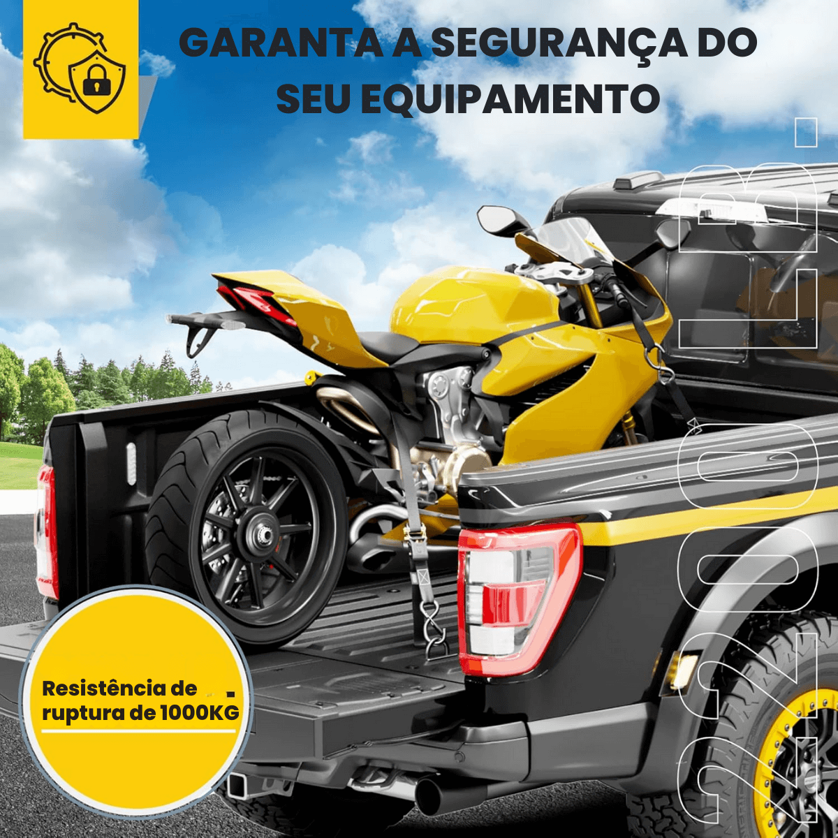 Kit 15pc de Cintas de Amarração com Catraca de 5m e Força de Ruptura de 1000kg – CargoClinch™